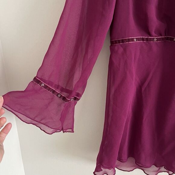 Faded Glory Y2K Babydoll Top Bell Sleeves Sz M Y2K Fairy Grunge Whimsigoth Sheer - Picture 3 of 11